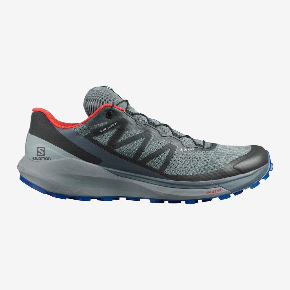 SALOMON UK SENSE RIDE 4 GORE-TEX INVISIBLE FIT - Mens Trail Running Shoes Olive Green,MURO86534